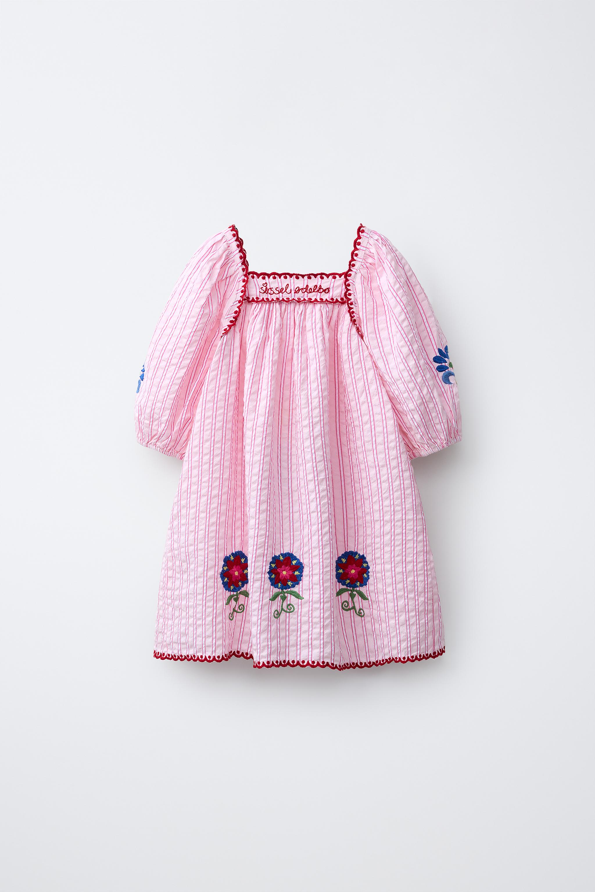 EMBROIDERED STRIPED DRESS SISSEL EDELBO X ZARA KIDS